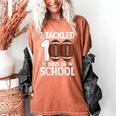 I Tackled 100 Days Of School Baseball Player Kids Teacher Women's Comfort Colors T-Shirt Yam I Tackled 100 Days Of School Baseball Player Kids Teacher Women's Comfort Colors T-Shirt Yam