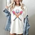 Dripping Pink Baseball Crossed Bats Summer Women's Comfort Colors T-Shirt Ivory Dripping Pink Baseball Crossed Bats Summer Women's Comfort Colors T-Shirt Ivory
