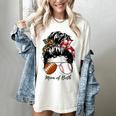 Football Mom Baseball Mom Of Both Messy Bun Mother's Day Women's Comfort Colors T-Shirt Ivory Football Mom Baseball Mom Of Both Messy Bun Mother's Day Women's Comfort Colors T-Shirt Ivory