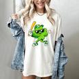 Lucky Shamrock Playing Baseball St Patrick's Kids Boys Women's Comfort Colors T-Shirt Ivory