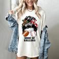 Mom Of Ballers Messy Bun Football Mom Baseball Mom Of Both Premium Tri-Blend Women's Comfort Colors T-Shirt Ivory