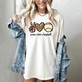 Peace Love Baseball Mom Leopard Print Cheetah Pattern Women's Comfort Colors T-Shirt Ivory