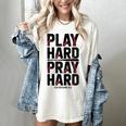 Play Hard Pray Hard Youth Boy Christian Baseball Jesus Women's Comfort Colors T-Shirt Ivory