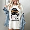Soccer Baseball Mom Of Both Messy Bun Leopard Mother's Day Women's Comfort Colors T-Shirt Ivory