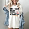 My Son Hits Harder Than Your Husband Baseball Mom Women's Comfort Colors T-Shirt Ivory