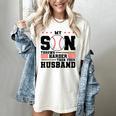 My Son Throws Harder Than Your Husband Baseball Mom Women's Comfort Colors T-Shirt Ivory My Son Throws Harder Than Your Husband Baseball Mom Women's Comfort Colors T-Shirt Ivory