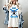 T1D Warrior Baseball Drip Diabetes Awareness Blue Ribbon Women's Comfort Colors T-Shirt Ivory