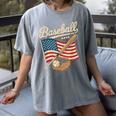 American Flag Baseball Player Bat Fan Catcher Pitcher USA Women's Comfort Colors T-Shirt Gray American Flag Baseball Player Bat Fan Catcher Pitcher USA Women's Comfort Colors T-Shirt Gray