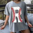 Baseball Alphabet Monogram Initial Letter R Women's Comfort Colors T-Shirt Gray Baseball Alphabet Monogram Initial Letter R Women's Comfort Colors T-Shirt Gray