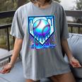 Baseball Drip Ice Cream Blue Glow Melt Ball Graphic Women's Comfort Colors T-Shirt Gray Baseball Drip Ice Cream Blue Glow Melt Ball Graphic Women's Comfort Colors T-Shirt Gray