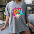 Baseball Drip Jersey Number 67 For Players & 67th Birthday Women's Comfort Colors T-Shirt Gray Baseball Drip Jersey Number 67 For Players & 67th Birthday Women's Comfort Colors T-Shirt Gray
