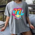 Baseball Drip Jersey Number 77 For Players & 77th Birthday Women's Comfort Colors T-Shirt Gray Baseball Drip Jersey Number 77 For Players & 77th Birthday Women's Comfort Colors T-Shirt Gray