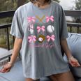 Baseball Gigi Era Bows Baseball Mom Women Women's Comfort Colors T-Shirt Gray