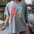 Baseball Ice Cream Drip 6 7 Kids 67 Birthday Women's Comfort Colors T-Shirt Gray