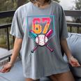 Baseball Ice Cream Drip Number 67 Player 67th Birthday Men Women's Comfort Colors T-Shirt Gray Baseball Ice Cream Drip Number 67 Player 67th Birthday Men Women's Comfort Colors T-Shirt Gray