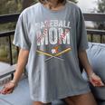 Baseball Mom Crossed Bats With Ball On Fire Distressed Women's Comfort Colors T-Shirt Gray Baseball Mom Crossed Bats With Ball On Fire Distressed Women's Comfort Colors T-Shirt Gray