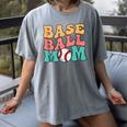 Baseball Mom Groovy Baseball Mom Women's Comfort Colors T-Shirt Gray