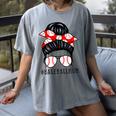 Baseball Mom Leopard Messy Bun Game Day Women's Comfort Colors T-Shirt Gray