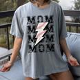 Baseball MOM Lightning Bolt Tshirt Retro Women's Comfort Colors T-Shirt Gray
