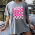 Baseball Mom And Pink Grid Sports Mother Mama Player Women's Comfort Colors T-Shirt Gray
