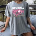 Baseball Mom Pink Ribbon Breast Cancer Awareness Fighters Women's Comfort Colors T-Shirt Gray