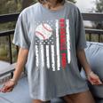 Baseball MOM USA American Flag Patriotic Mama Mother's Day For Women Kids Men Women's Comfort Colors T-Shirt Gray