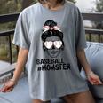 Baseball Momster Messy Bun Skull Mom For Women Halloween Women's Comfort Colors T-Shirt Gray