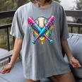 Baseball Player Ice Cream Drip Women's Comfort Colors T-Shirt Gray Baseball Player Ice Cream Drip Women's Comfort Colors T-Shirt Gray