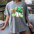 Baseball St Patricks Day Lucky Baseball Player Shamrock Women's Comfort Colors T-Shirt Gray Baseball St Patricks Day Lucky Baseball Player Shamrock Women's Comfort Colors T-Shirt Gray