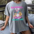 Baseball Is My Valentine Ice Cream Drip Crossed Bats Sport Women's Comfort Colors T-Shirt Gray