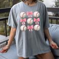 Baseballs And Bows Coquette Baseball Mom Baseball Coach Girl Women's Comfort Colors T-Shirt Gray Baseballs And Bows Coquette Baseball Mom Baseball Coach Girl Women's Comfort Colors T-Shirt Gray