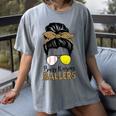 Busy Raising Ballers Tennis Baseball Mom Messy Bun Leopard Women's Comfort Colors T-Shirt Gray