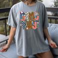 Checkered Leopard Game Day Baseball Men Women Kids Women's Comfort Colors T-Shirt Gray
