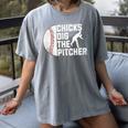 Chicks Dig The Pitcher Baseball Women's Comfort Colors T-Shirt Gray Chicks Dig The Pitcher Baseball Women's Comfort Colors T-Shirt Gray
