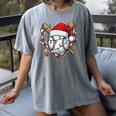Christmas Baseball Santa Hat For Baseball Players Fans Women's Comfort Colors T-Shirt Gray