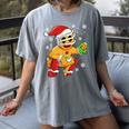 Christmas Gingerbread Man Baseball Player Catcher Women's Comfort Colors T-Shirt Gray Christmas Gingerbread Man Baseball Player Catcher Women's Comfort Colors T-Shirt Gray