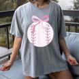 Coquette Baseball Mom Pink Bow Baseball Mama Women's Comfort Colors T-Shirt Gray Coquette Baseball Mom Pink Bow Baseball Mama Women's Comfort Colors T-Shirt Gray