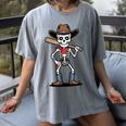 Cowboy Skeleton Baseball Halloween Graphic Women's Comfort Colors T-Shirt Gray Cowboy Skeleton Baseball Halloween Graphic Women's Comfort Colors T-Shirt Gray