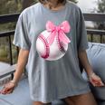Cute Coquette Baseball Pink Bow Player & Fan Girls Women's Comfort Colors T-Shirt Gray Cute Coquette Baseball Pink Bow Player & Fan Girls Women's Comfort Colors T-Shirt Gray