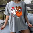 Cute Heart Baseball Basketball Football Valentine Boy Men Women's Comfort Colors T-Shirt Gray Cute Heart Baseball Basketball Football Valentine Boy Men Women's Comfort Colors T-Shirt Gray