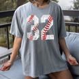 Distressed Baseball Number 32 Jersey Uniform Player Fan Women's Comfort Colors T-Shirt Gray Distressed Baseball Number 32 Jersey Uniform Player Fan Women's Comfort Colors T-Shirt Gray