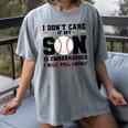 I Don't Care If My Son Is Embarrassed Baseball Mom Women's Comfort Colors T-Shirt Gray