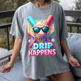 Drip Happens Baseball Ice Cream Bat And Ball With Sunglasses Women's Comfort Colors T-Shirt Gray