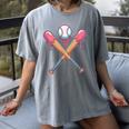Dripping Pink Baseball Crossed Bats Summer Women's Comfort Colors T-Shirt Gray Dripping Pink Baseball Crossed Bats Summer Women's Comfort Colors T-Shirt Gray