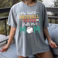 My Favorite Baseball Player Calls Me Mom Baseball Mom Premium Women's Comfort Colors T-Shirt Gray