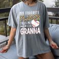 My Favorite Player Calls Me Granna Baseball Leopard Women's Comfort Colors T-Shirt Gray