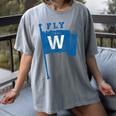 Fly The W Chicago Baseball Winning Flag Distressed Premium Tri-Blend Women's Comfort Colors T-Shirt Gray