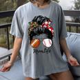 Football Mom Baseball Mom Life Messy Bun Mom Of Both Women's Comfort Colors T-Shirt Gray Football Mom Baseball Mom Life Messy Bun Mom Of Both Women's Comfort Colors T-Shirt Gray