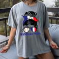 French Baseball Mom France Messy Bun Women's Comfort Colors T-Shirt Gray