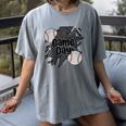 Game Day Baseball Retro Checkered Baseball Women's Comfort Colors T-Shirt Gray Game Day Baseball Retro Checkered Baseball Women's Comfort Colors T-Shirt Gray